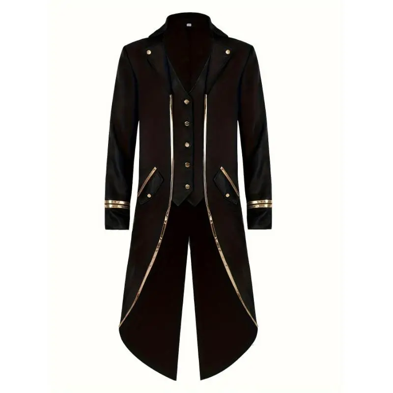 Steampunk Gothic Victorian Jacket Vintage Tailcoat Medieval Frock Coat Renaissance Costume For Men