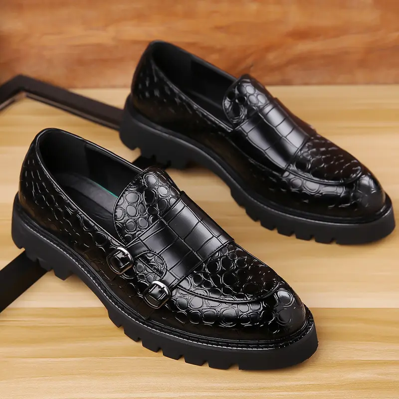 Men's Thick Sole Leather Shoes, High-Quality Casual Footwear, Smart Casual Shoes, Daily Walking Shoes, Casual Work Shoes, Suitable for Weddings and Business Events