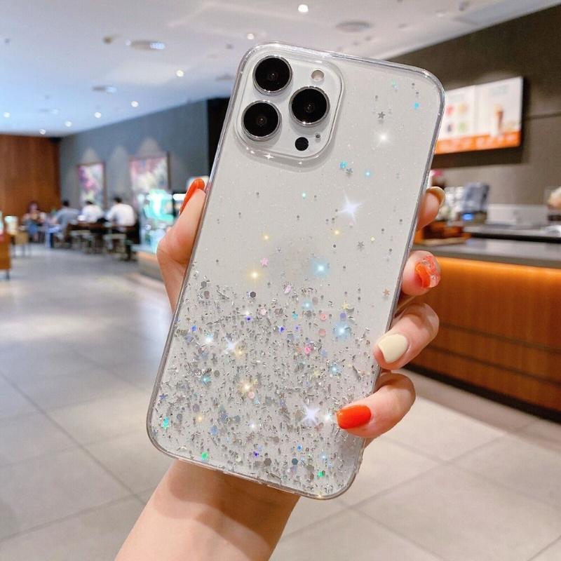 Clear Glitter TPU Phone Case For iPhone 17 17 Pro 17 Air 17 Pro Max 16 15 14 13 12 11 X XR XS 7 8 Plus Series, Transparent Bling Protective Cover