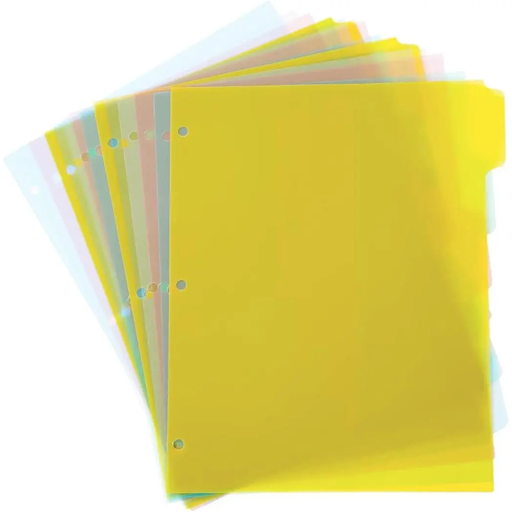 3 Ring Binder Dividers with 5 Tabs,6 Sets Plastic Binder Dividers with 3 Hole Punch, Letter Size, Durable,  Colors, School Subject Binder Organizers