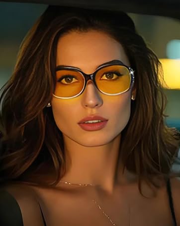 Night Vision Driving Glasses Women Anti Glare Polarized, Wrap Around Nighttime Safety Glasses UV Protection