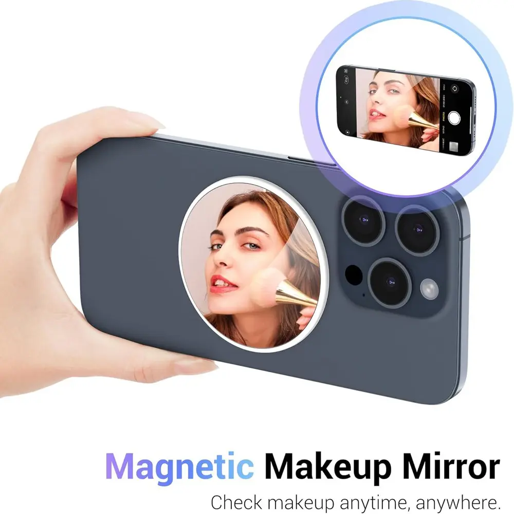 Magnetic Selfie Mirror for Back Camera, Slim Phone Convex Mirror for Magsafe Compatible with iPhone 17 16 15 14 13 Pro Max Plus, Mag-Safe Case & All Phone for Wide Angle Selfies & Vlogging & Streaming