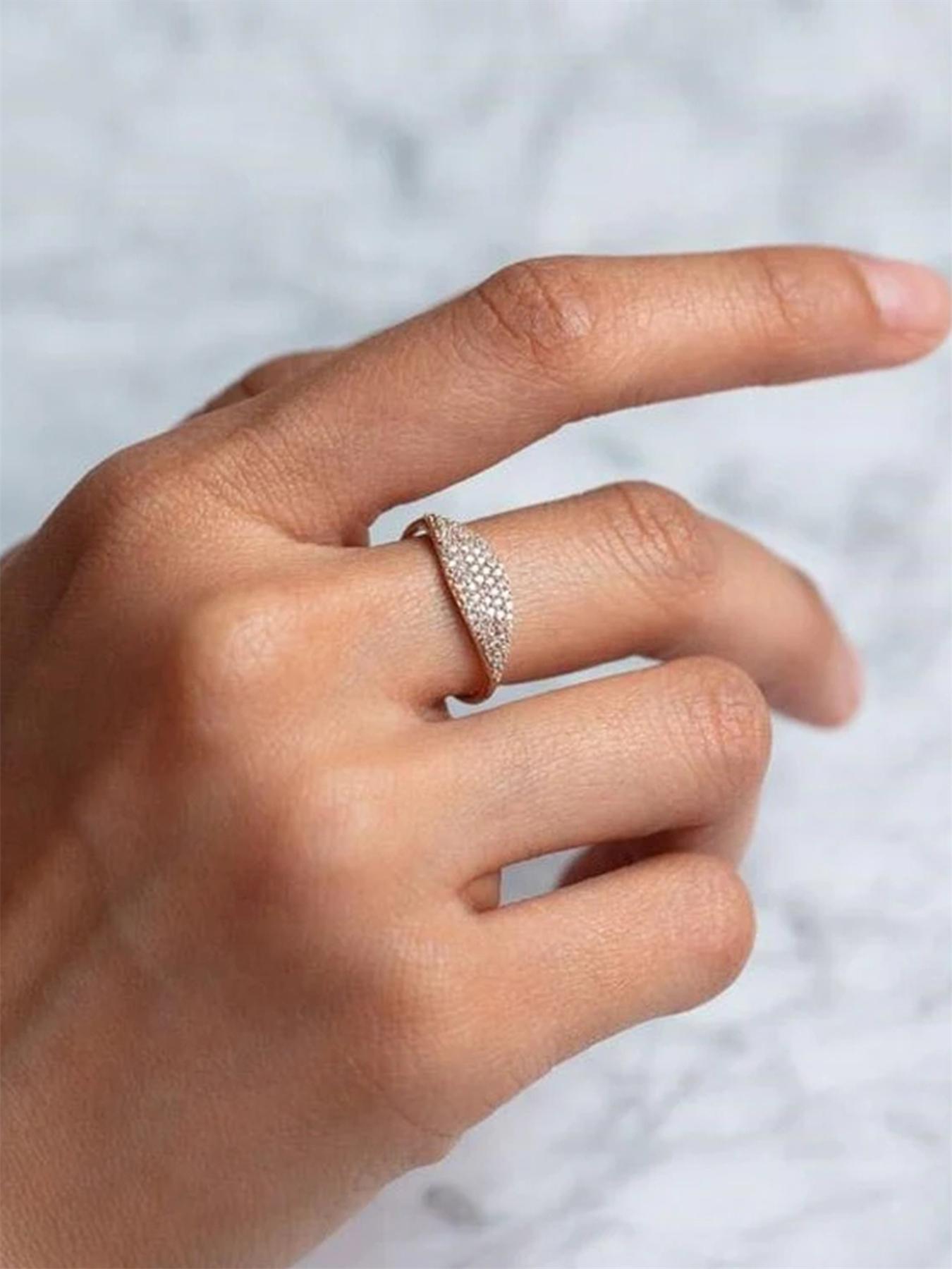 Elegant Rhinestone Decorated Copper Ring, Fashion Gorgeous Chic Rings Jewelry, Trendy Accessories for Wedding Party, Engagement Gift for Women, Wedding Promise Rings