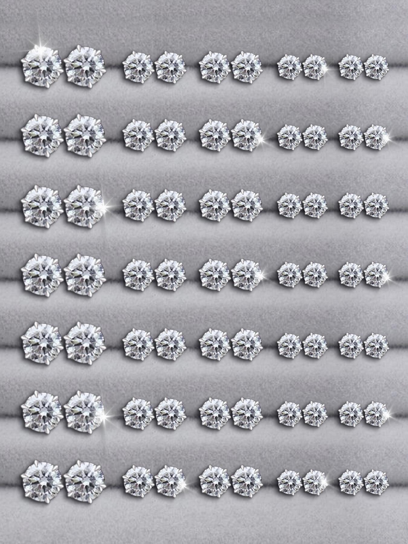 12/24/36 Pairs Irregular Size Rhinestones Decor Stud Earrings for Party,  Luxury Jewelry, Summer 2024 Elegant Trendy Stud Earrings, Women Jewelry Accessories for Party & Daily Decoration, Valentine's Day, Gift