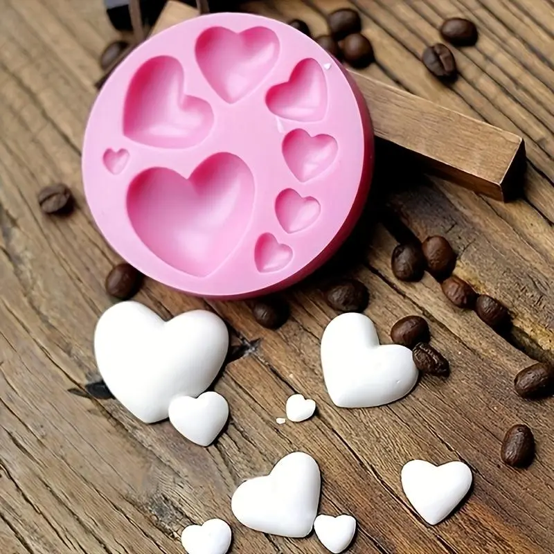 Loving Heart Shape Silicone Fondant Mold - Flexible Template Chocolate & Sweet Moulds, Dessert Mold for Candy Paste, DIY Cake Decorating Tool, Dessert Mold Chocolate & Sweet Moulds
