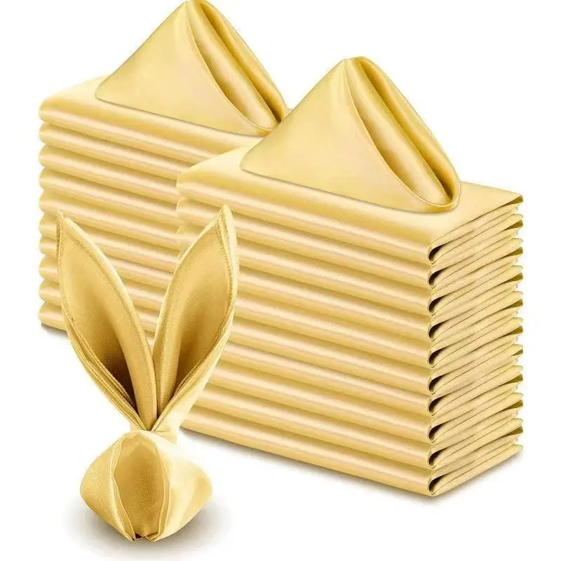 20pcs Satin Smooth Table Napkins, High-Density Sewn Edge Square Napkin Cloth, Reusable Polyester Napkins for Weddings, Parties, Home Use