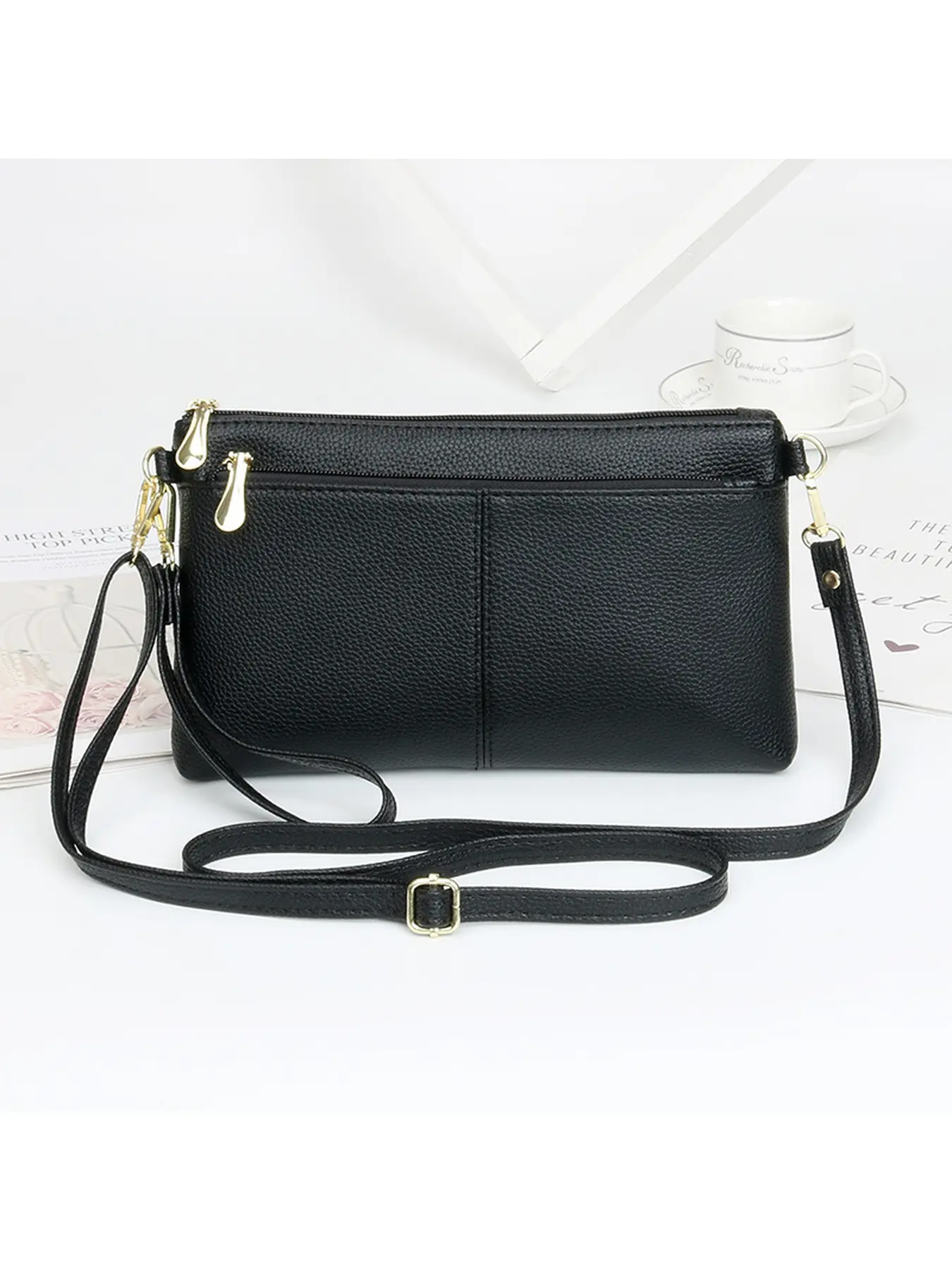 Chic crossbody bag for women, simple zipper small square bag, stylish clutch, dual-use small bag for middle-aged and older, shoulder bag