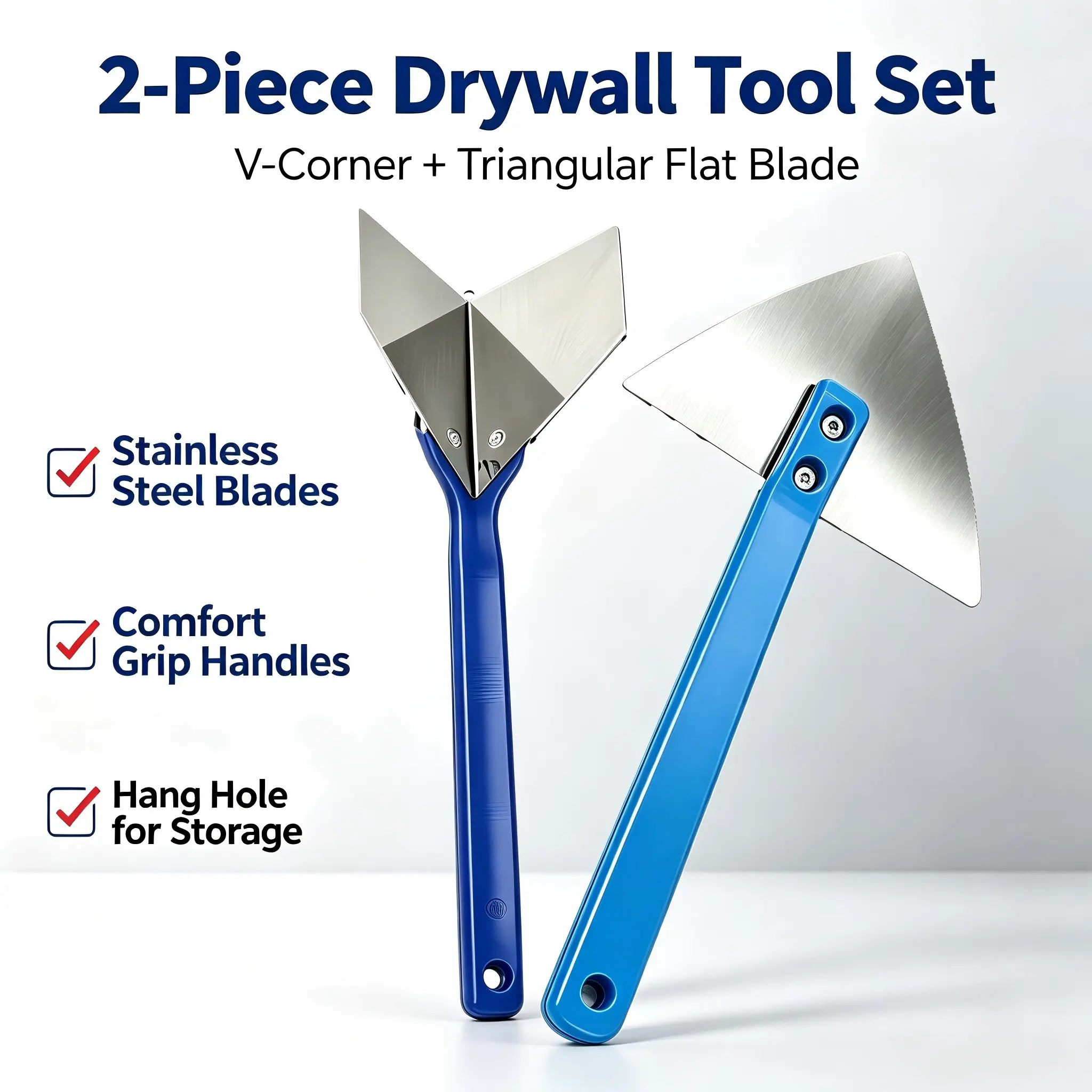 2 Pack Drywall Corner Tool Set, Stainless Steel Inside Outside Corner Trowel, Drywall Finishing Plaster Skimming Tool for Mud, Joint Compound, Putty, Drywall Plastering & Wall Texture Construction