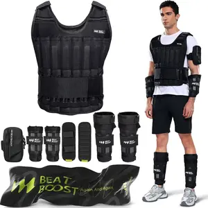 Beat Boost Adjustable Weighted Vest - 20-60lb Steel Plates for Men, Women | Training Equipment, Home Workout Equipment | Lifting, Strength Training, Fat Burn, Workout Equipment For Home