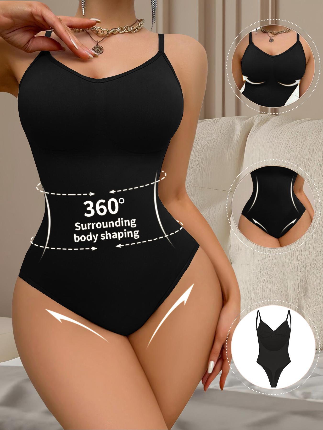 Women's Solid Color Spaghetti Strap Shapewear Bodysuit, Corset Shapewear, Tummy Control High Stretch Shaper, Ladies Shapewear for Daily Wear