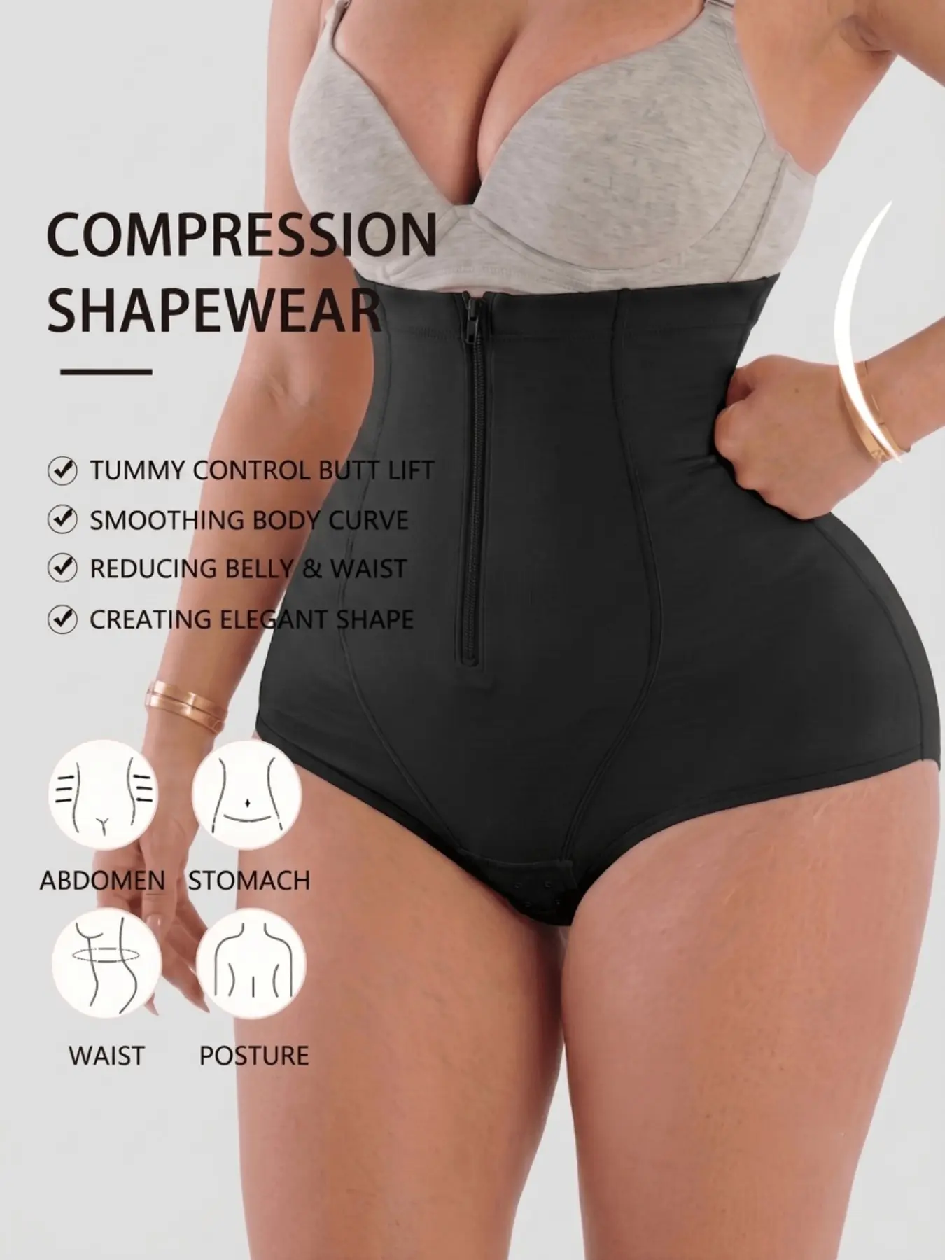 1 Count Women's Sexy Butt Lifting And Tummy Control Bottoms, Colombian Shapewear, Fajas, Adjustable Hooks Closure Hourglass Shaper Panty, High Compression Hip Sculpting Shapewear Shorts, Suitable For Daily Work & Casual Wear & Exercise