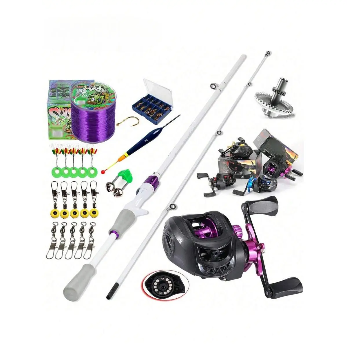 Telescopic Fishing Rod Reel Combo 1.8m Carbon Fiber 2 Sections Portable Baitcasting Set with Line Lures Hooks Floats for Freshwater Fishing