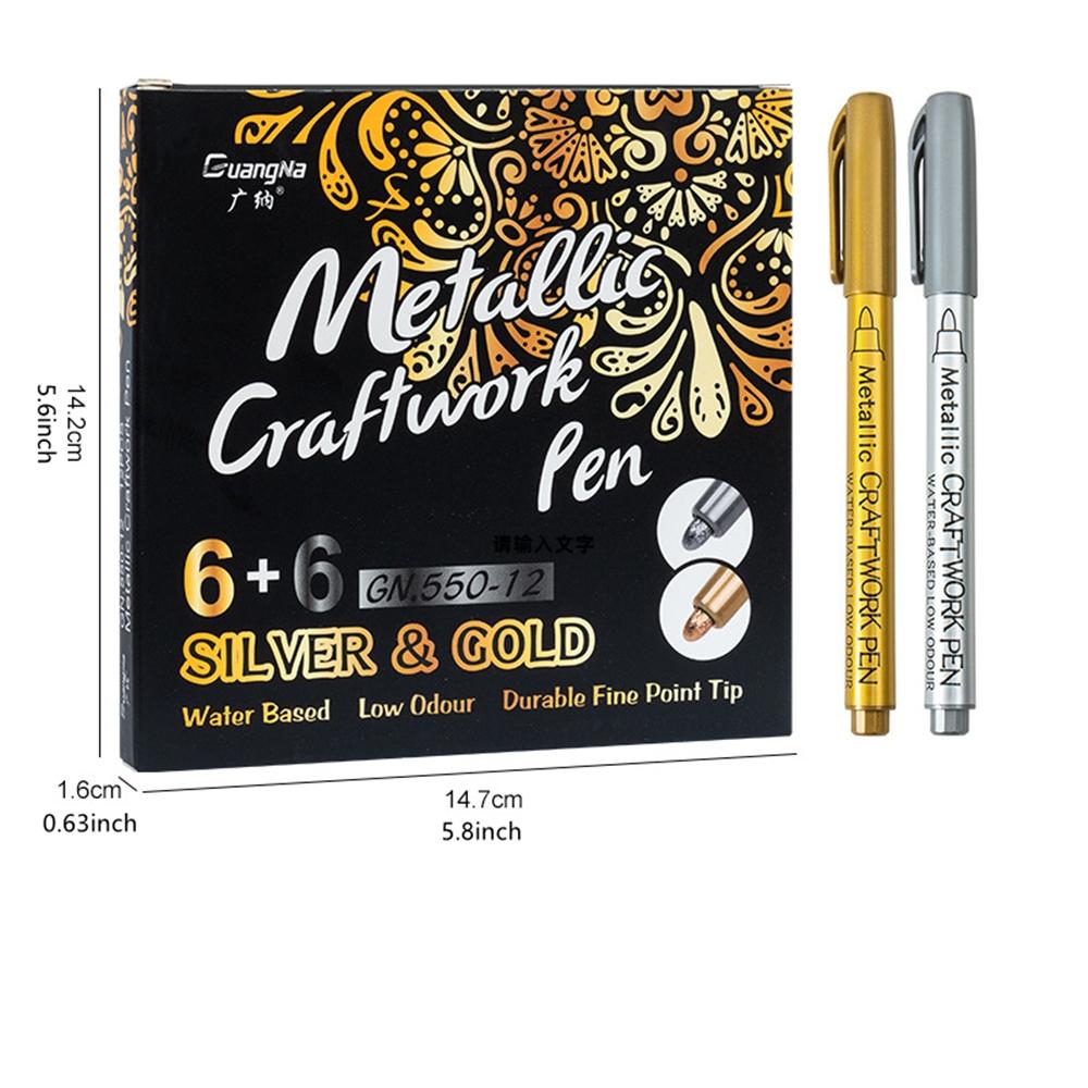 12pcs Water Based Low Odour Permanent Craftwork Pen, Durable Fine Point Tip Waterproof Marker Pen, Art Supplies For Student