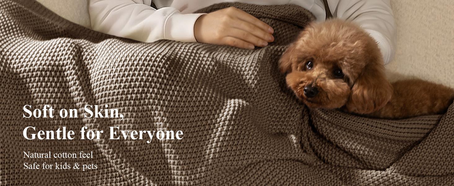 Blunique 100% Cotton Plain Knit Throw Blanket - Soft Cozy, Lightweight, Breathable Cable Knit - Decorative Blanket for Bed, Sofa - Home Decor Ideal Summer Gift Blunique 100% Cotton Plain Knit Throw Blanket - Soft Cozy, Lightweight, Breathable Cable Knit - Decorative Blanket for Bed, Sofa - Home Decor Ideal Summer Gift