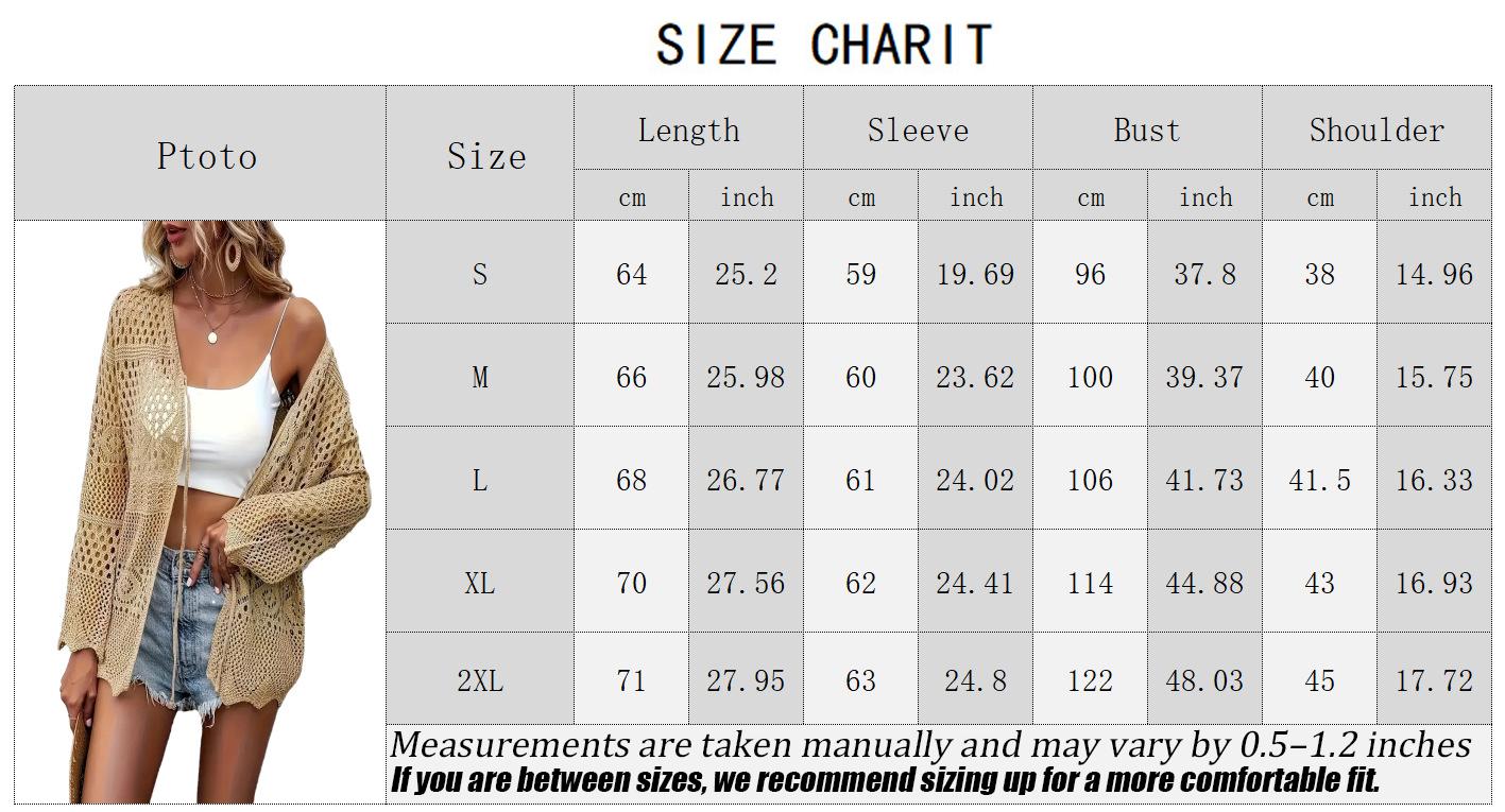 Women's Solid Color Hollow Out Tie Front Crochet Cardigan, Casual Long Sleeve Knitwear for Summer, Fashion Women's Knit Clothing for Daily Wear, Knitting, Summer Cardigan Women, Beach Cover Up, Lightweight Knit Top, Boho Crochet Sweater, Vacation Outfit