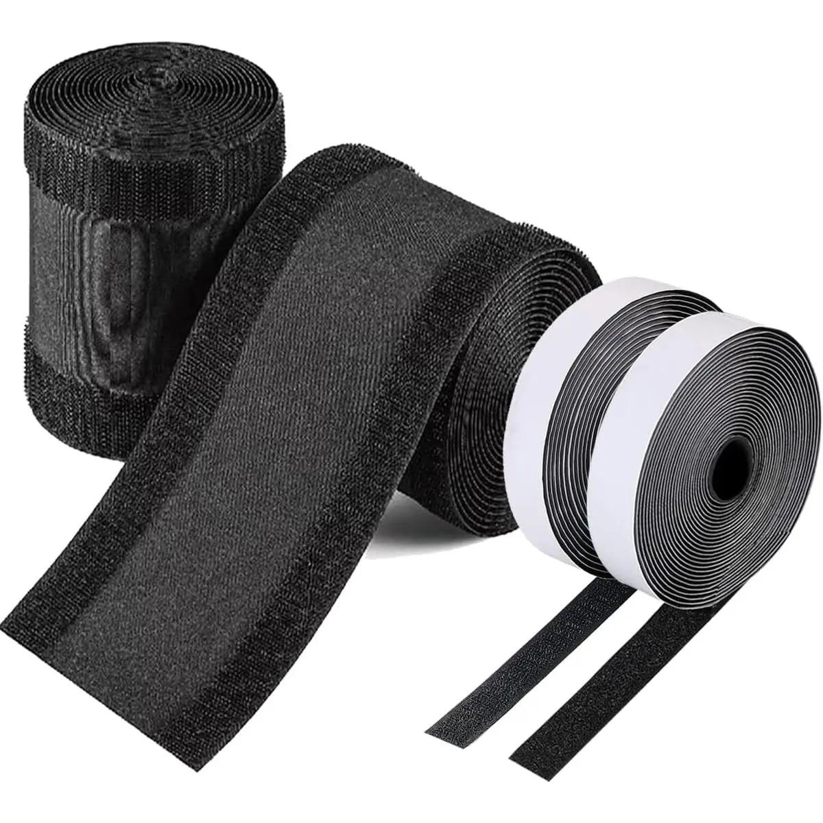 Black Self-Adhesive Floor Cord Cover (20in) - Hook-Loop Design, Fits Any Floor, Cord Protection, Tripping Hazard Prevention