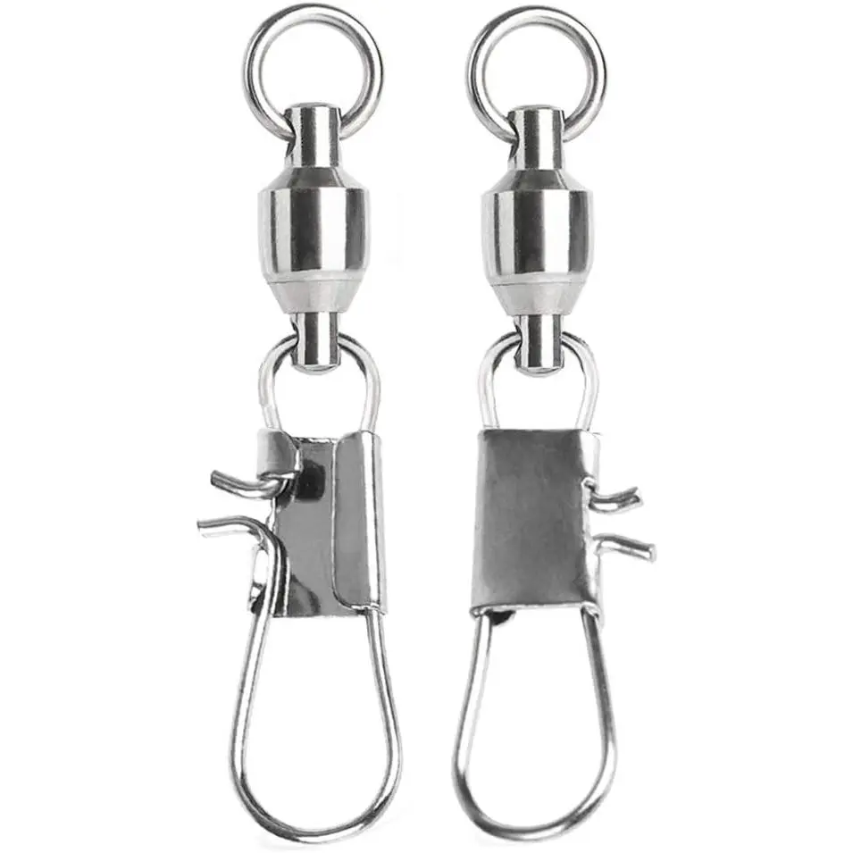 Stainless Steel Fishing Swivel Snap Ball Bearing Snap Swivels Fishing High Strength Saltwater Swivels Snaps Interlock Fishing Tackle Swivel Fishing Line Connector