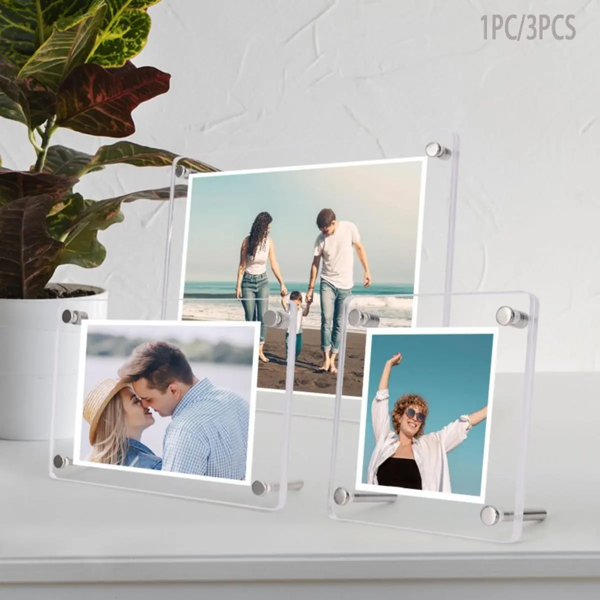 Charming Acrylic Photo Frame, Clear Frames, Transparent Display Stand for Cards and Photos, Ideal for Home Office Decor, DIY Photo Frames, Christmas Birthday Gifts, Picture Frames for Desk