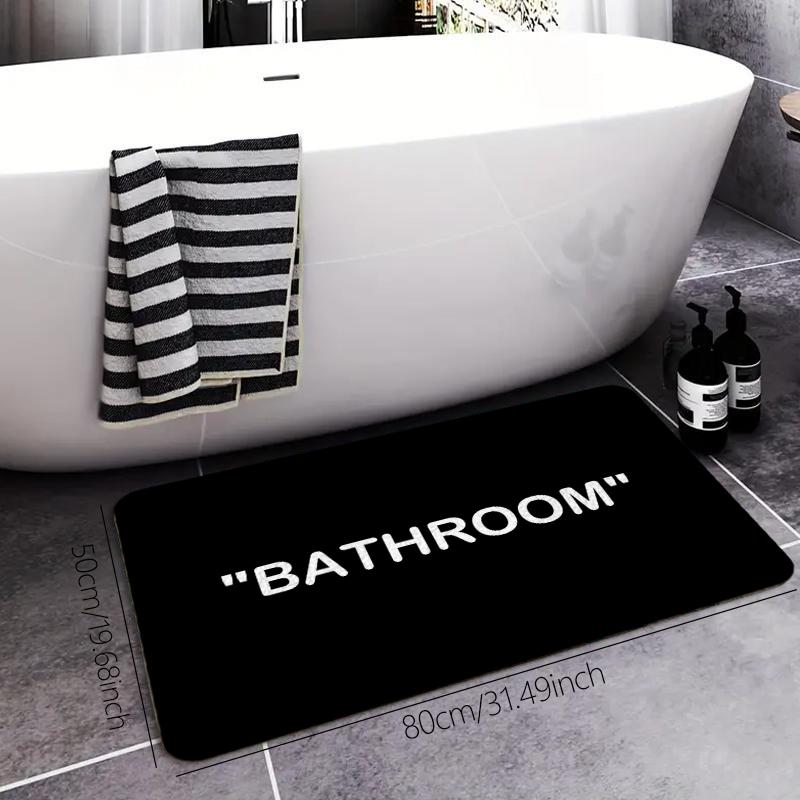 1 piece of comfortable flannel sponge floor mat with letter pattern, thick sponge mat, suitable for comfortable standing, perfect for decorating living rooms, bedrooms, laundry rooms, and offices, Bathroom Decorative Mat, Bathroom Rug, Bathroom Mats