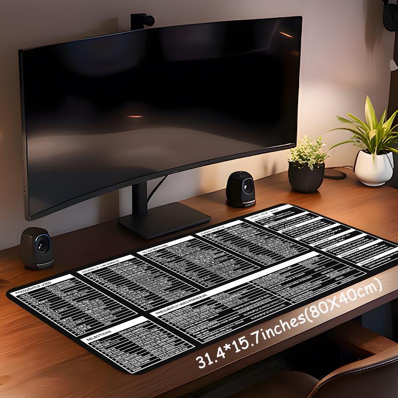 Excel Shortcuts Cheat Sheet Large Gaming Mouse Pad, Multi-size Non-slip Rubber Pad, Desktop Decoration Protection Pad for Laptop, Desktop Computer Games