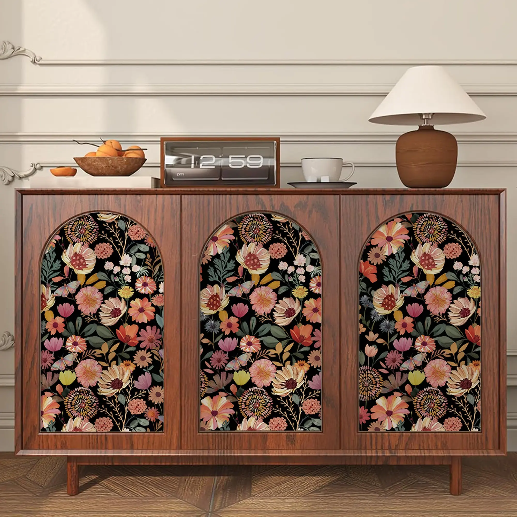 Boho Style Self-Adhesive Wallpaper, Romantic Floral Pattern, Waterproof, Easy to Remove, Home Decor, Living Room, Bedroom, Kitchen, Closet, Floral Wallpaper Peel and Stick