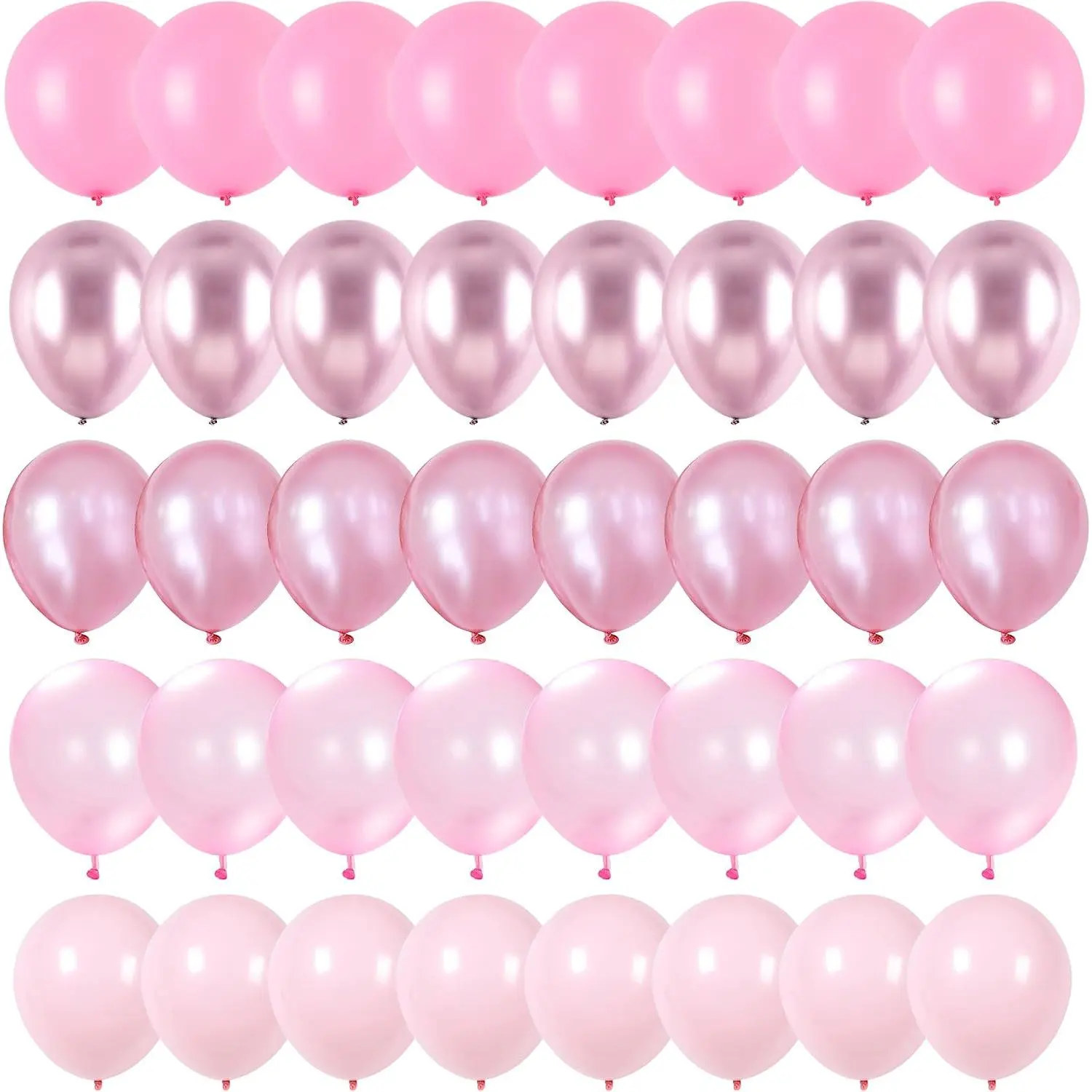 Balloons Set, 60 Packs 12 Inch Metallic Chrome   Macaron Light  Different Shades Balloons for Girl Women Birthday Decorations, Wedding, Christening,  Shower Party