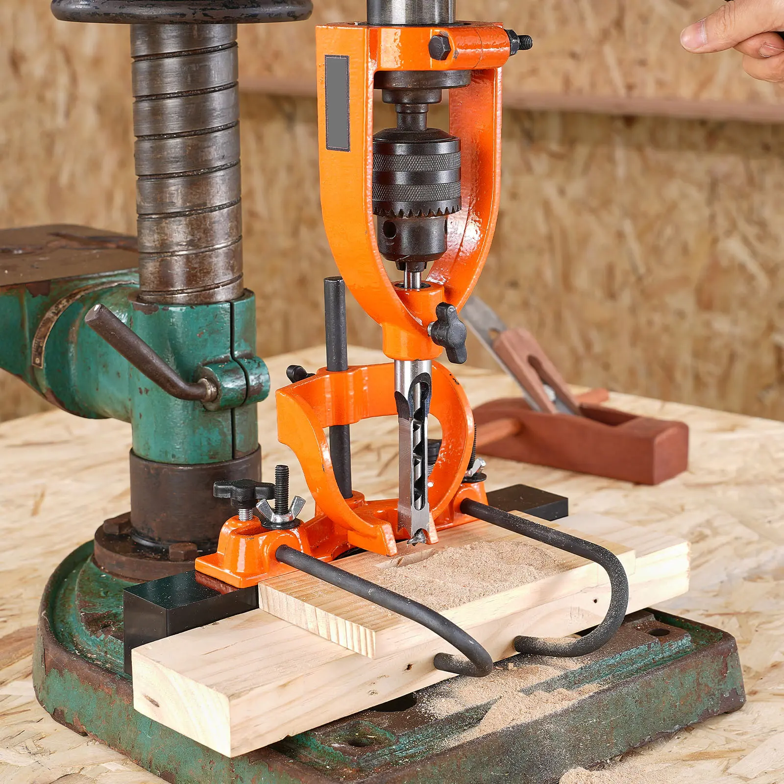 Mortising Attachment for Drill Press, Cast Iron + Steel Construction, Universal Applicability, Multiple Sizes Available, Storage Made Easy