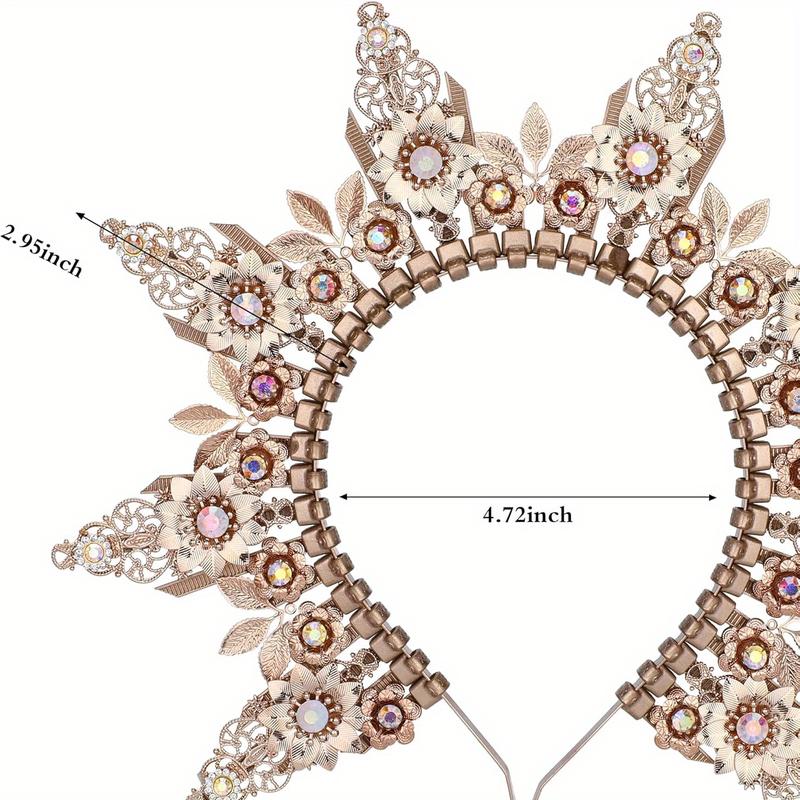 Halo Crown Headpiece Goddes - Spiked Headband Queen Crowns Women Headdress Wedding Birthday Party Renaissance Costume
