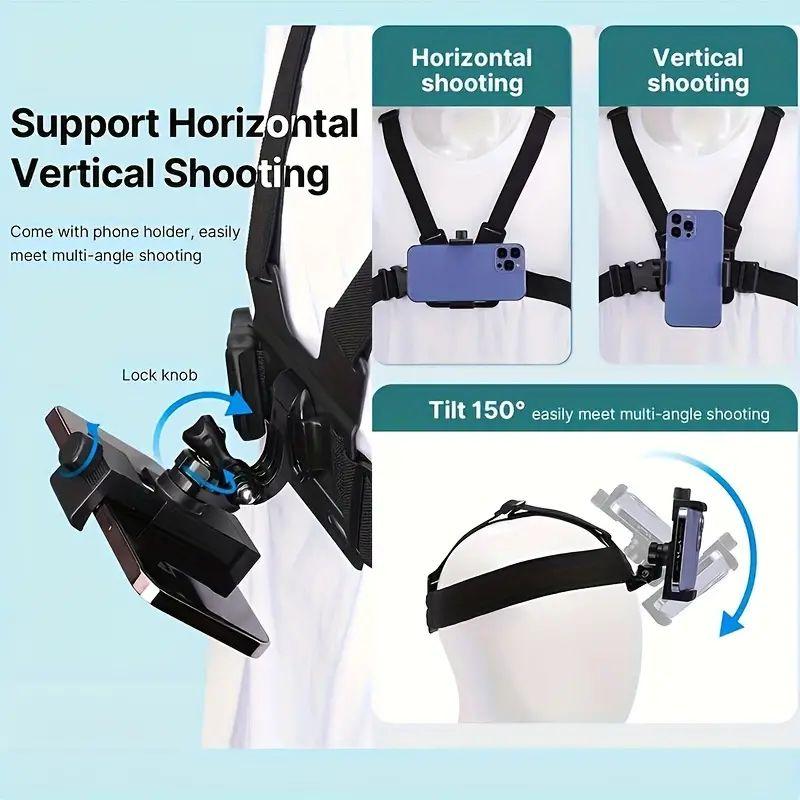 Action Camera Strap Set with Phone Clip, Durable Material Fixing Mount for Gopro/phone/osmo Action, Universal Compatibility Sports Camera Accessories, Adventure Sports