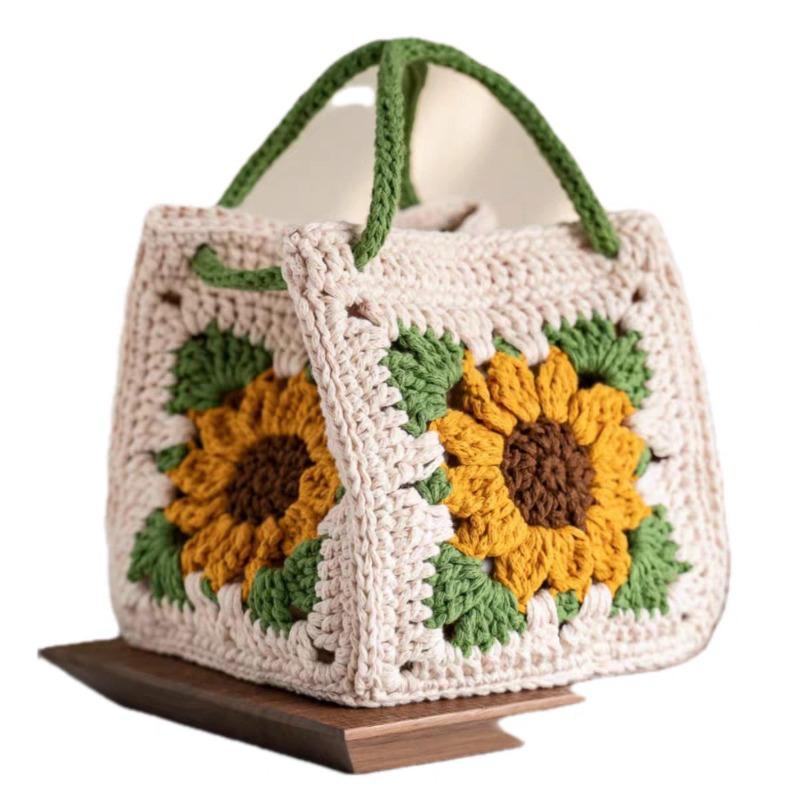 DIY Crochet Granny Square Bag Kit for Women, Handmade Knitting Yarn Pack with Crochet Hooks, DIY Crossbody Bag Making Supplies