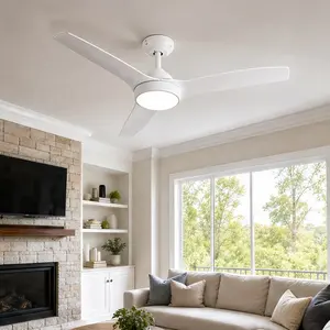 ARCH 56 Inch Integrated LED Ceiling Fan with White ABS Blades, 3 Color Temperatures 3000K/4500K/6000K, 6-Speed DC Motor Reversible, Timer 1/3/6H, Memory Function, Quiet Propeller Fan for Living Room Bedroom Indoor Use, White Color Options