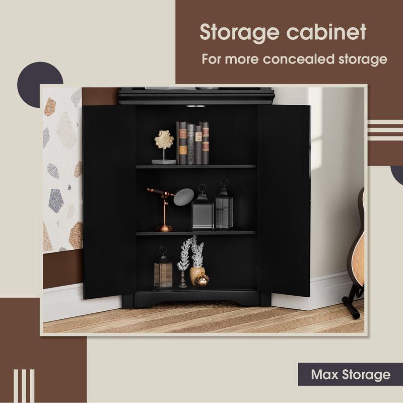 FURMAX Corner Bookcase with Storage, Corner Bookshelf Stand Storage Rack for Living Room, Home Office, Kitchen, Small Space