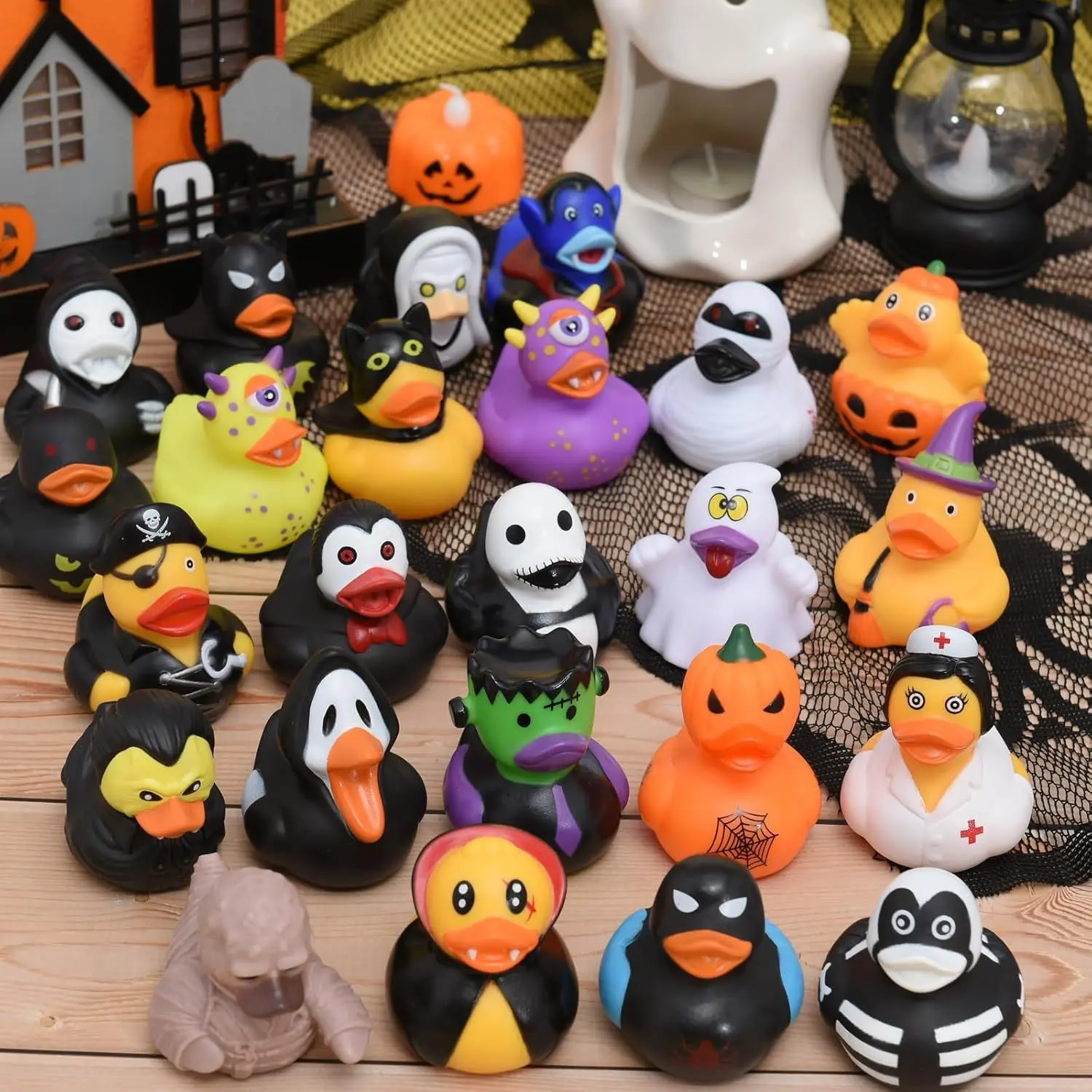 24 Halloween Rubber Ducks Bulk, Jeep Baby Bath Toy, Halloween Gift Bag Filler, Party Supplies, Birthday Gifts, Kids Classroom Game Prizes, Halloween Decorations