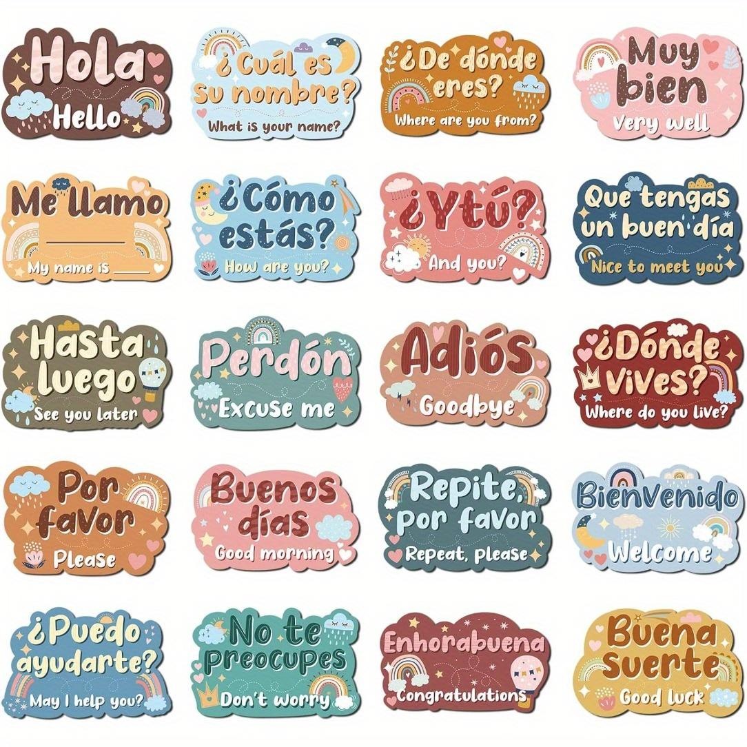 20 Pcs Spanish Posters Spanish Phrases Card Classroom Decorations Spanish Bulletin Board Set Learning Poster Study Materials School Classroom Wall Decor