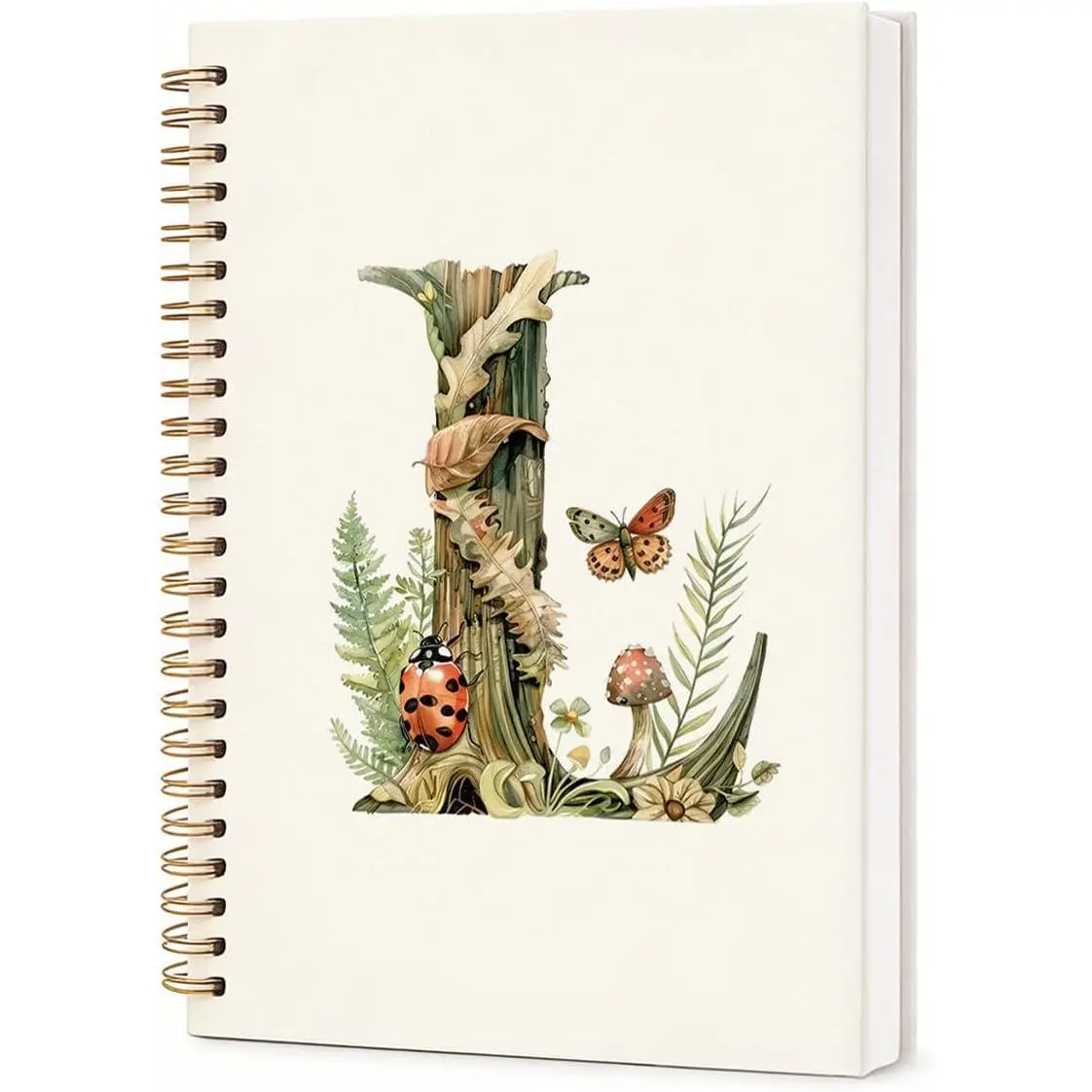 Botanical Initial L Nature Spiral Notebook Journal  for Women | Butterfly Forest Personalized  to school Gifts for Teen Girls Monogram Planner Hardcover Lined Spiral Notebook 5.5x8.3