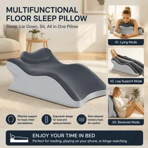 Adjustable multi-functional memory foam pillow—provides support for your back, legs, and neck, ergonomically designed for relaxation—perfect for reading, watching TV, or simply unwinding on the sofa or in bed to relieve stress, acid reflux, and promote he