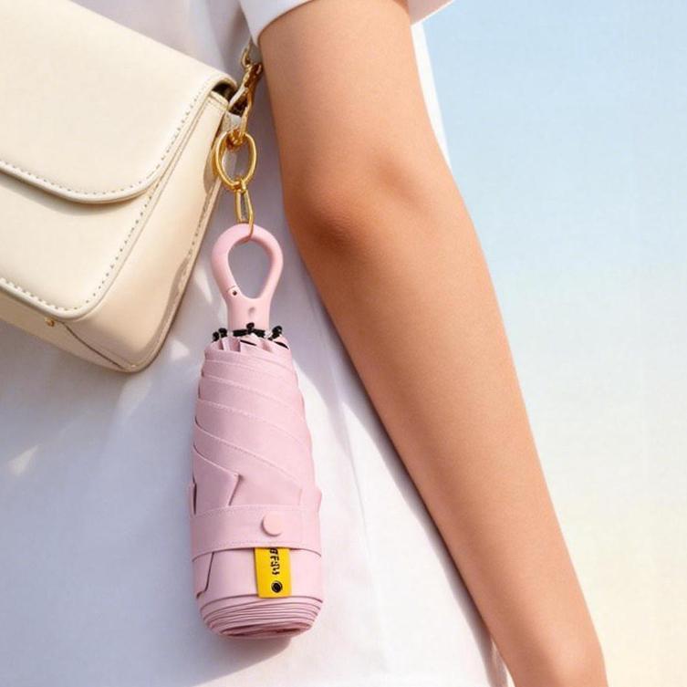 Mini Foldable Pocket Umbrella with Loop Buckle, Portable Rain, Rainproof, Wind Resistant, Windproof Waterproof 6-Rib Lightweight Folding Umbrella Tech for Men & Women, Outdoor Hiking, Travel & Everyday Use, graduation gift  Manual