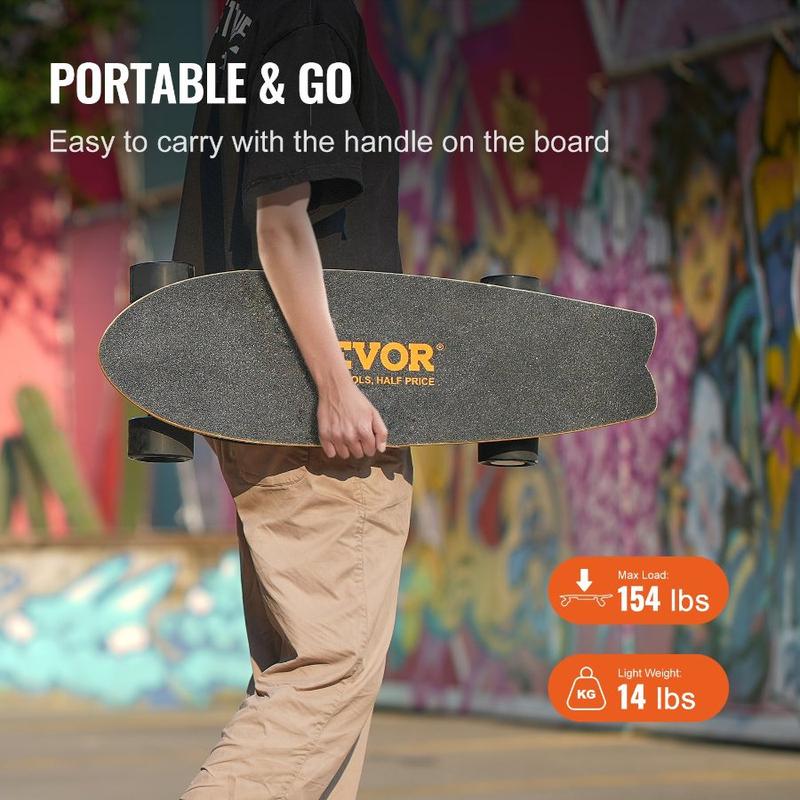 VEVOR Electric Skateboard with Remote, 9.3 Mph Top Speed 5 Miles Max Range Skateboard Longboard, 3 Speeds Adjustment Skateboards, Easy Carry Handle Design, Suitable for Adul Tested to UL Standards