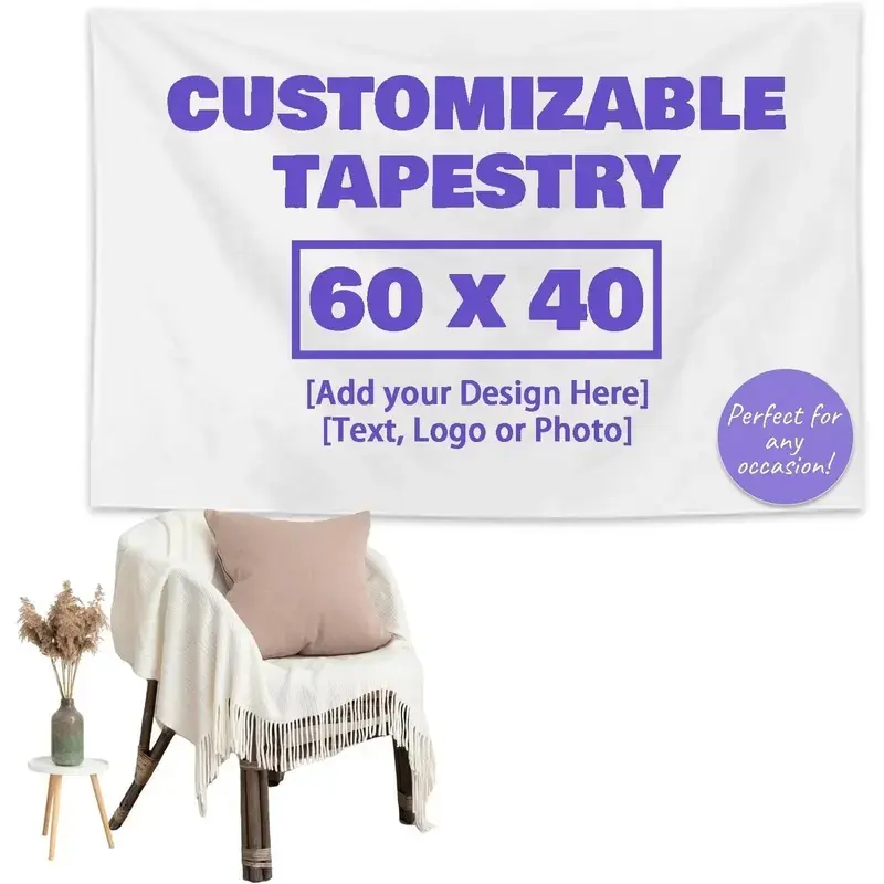 Custom Tapestry Personalized Backdrop Wall, Upload Images Banners and Signs, Customized Livg Room Bedroom Decor with Photo/Text