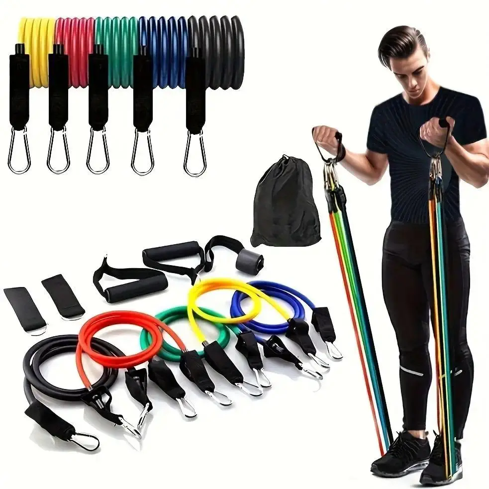 Resistance Band Set with Door Anchor, Handles, Ankle Straps & Carry Bag – Home Gym, Strength Training, Fitness