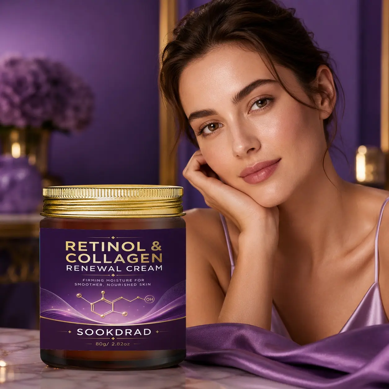 Retinol Collagen Renewal Cream, Firming Moisturizer, Deep Nourishing Smooth Nourished Skin, 80g