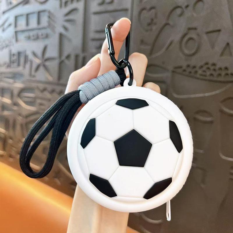 Sport Series Basketball Silicone Coin Purse, Mini Earbud Storage Bag with Keychain