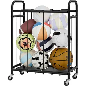 Ball Storage with Wheels, Ball Cart for Garage, Garage Sports Equipment Organizer, Balls Organizer for Basketball, Football, Volleyball