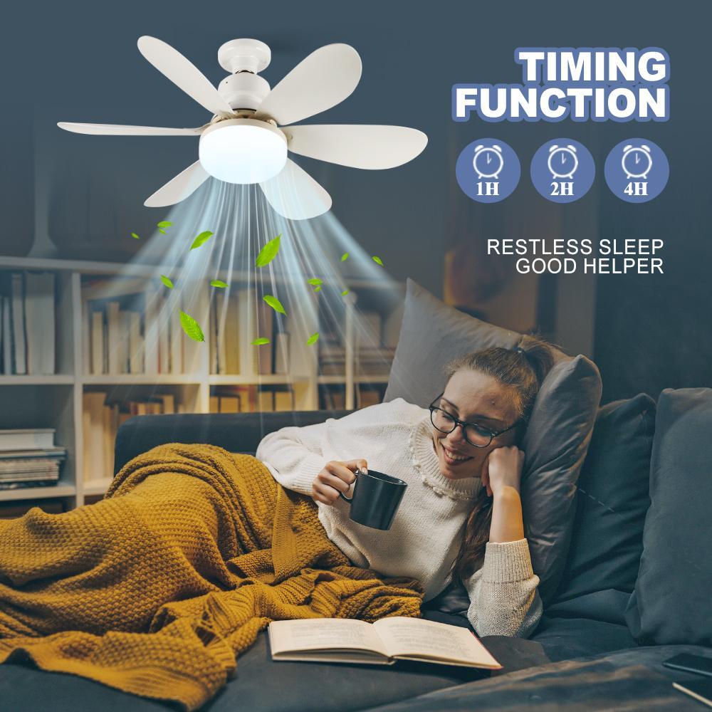 20.5-Inch E27 Ceiling Fan Light with Remote, Silent Strong Wind, Adjustable Brightness, Three Speeds, LED Energy Saving for Home