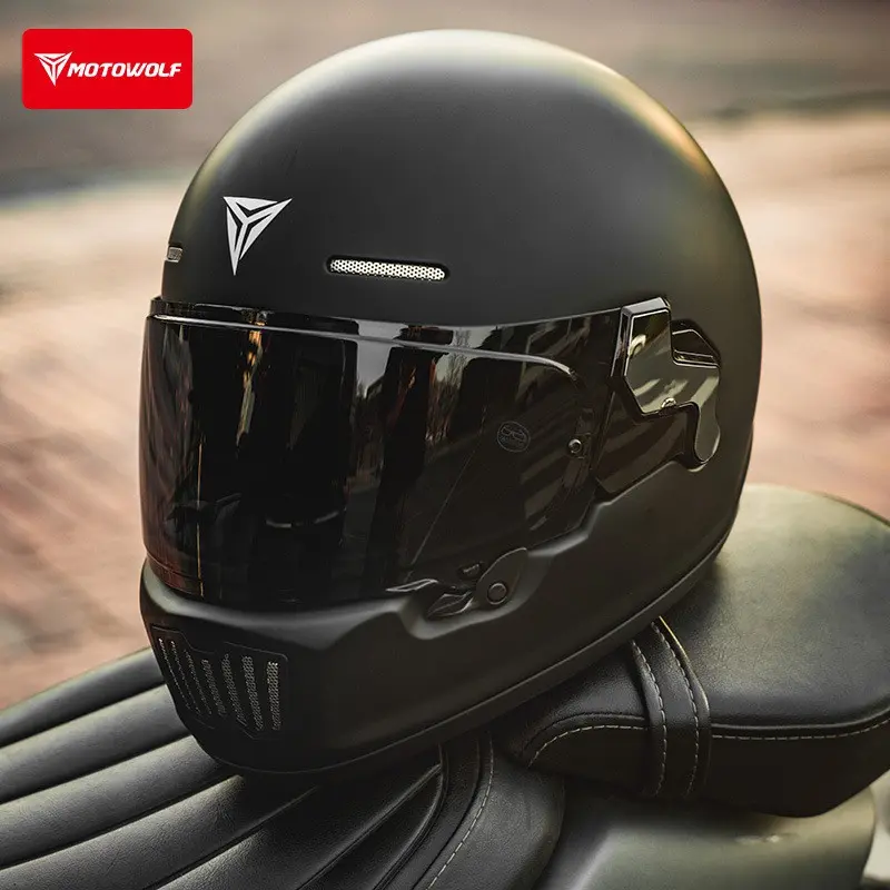 Unisex Retro Motorcycle Helmet, Full Face Full Coverage Shock Absorption, Daily Commute & Motorbike Travel, 3C Riding Safety Hat
