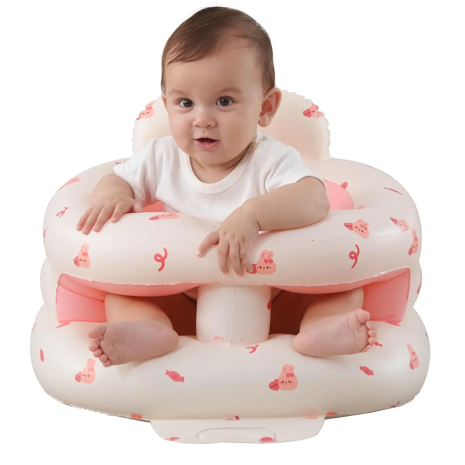 Upgrade Inflatable Baby Seat with Tray  Babies 3-36 Months, Built in Air Pump Bumbo Seat with Tray, Baby Chair Sit Me up Floor Seat  Baby, Learning to Sit&Feeding (Surround-Love Bunny) birthday