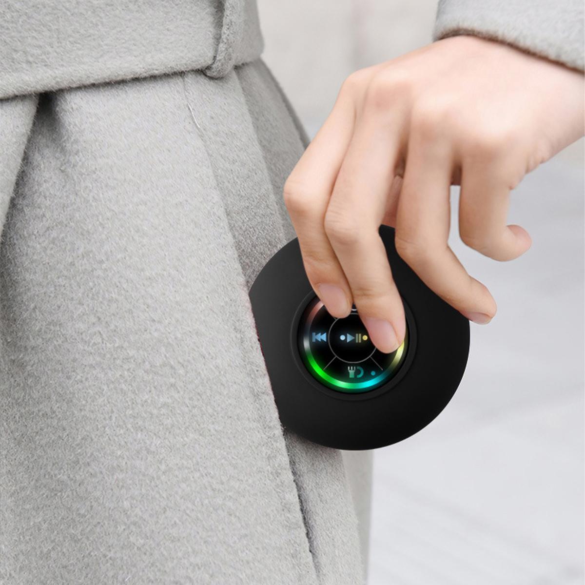 Mini Bluetooth Shower Speaker with LED light, Portable IPX4 Waterproof, Hands-Free Speakerphone. Rechargeable Using Micro USB, Wireless Stereo for Beach, Shower & Home