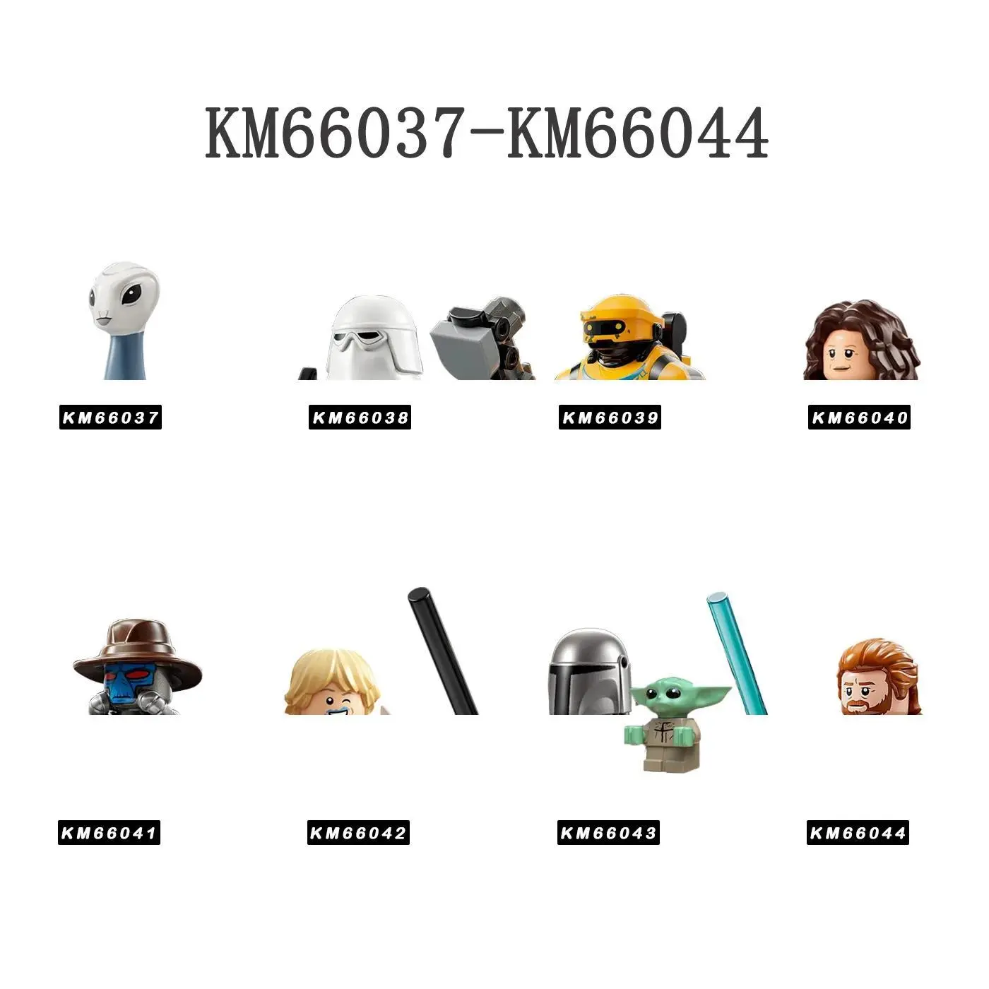 KM66037-KM66044 Minifigures Building Blocks Set (8 Pcs) - Obi-Wan Kenobi, Din Djarin, Grogu Figures (KM66039, KM66042), 3+ Special Appearance, Abs Material, Over 4.5 cm Mini Assembly Toys for Hobbies & Collectibles
