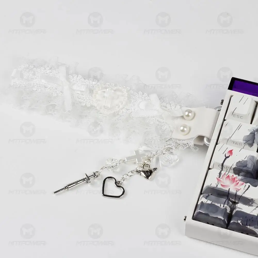 Lace Butterfly Keyboard Ribbon Strap - Customizable Lace Magnetic Axis Strap for Wooting Atk68/Drunkdeer Looting Gaming Keyboards, Girls' Gift PC Gaming Accessory