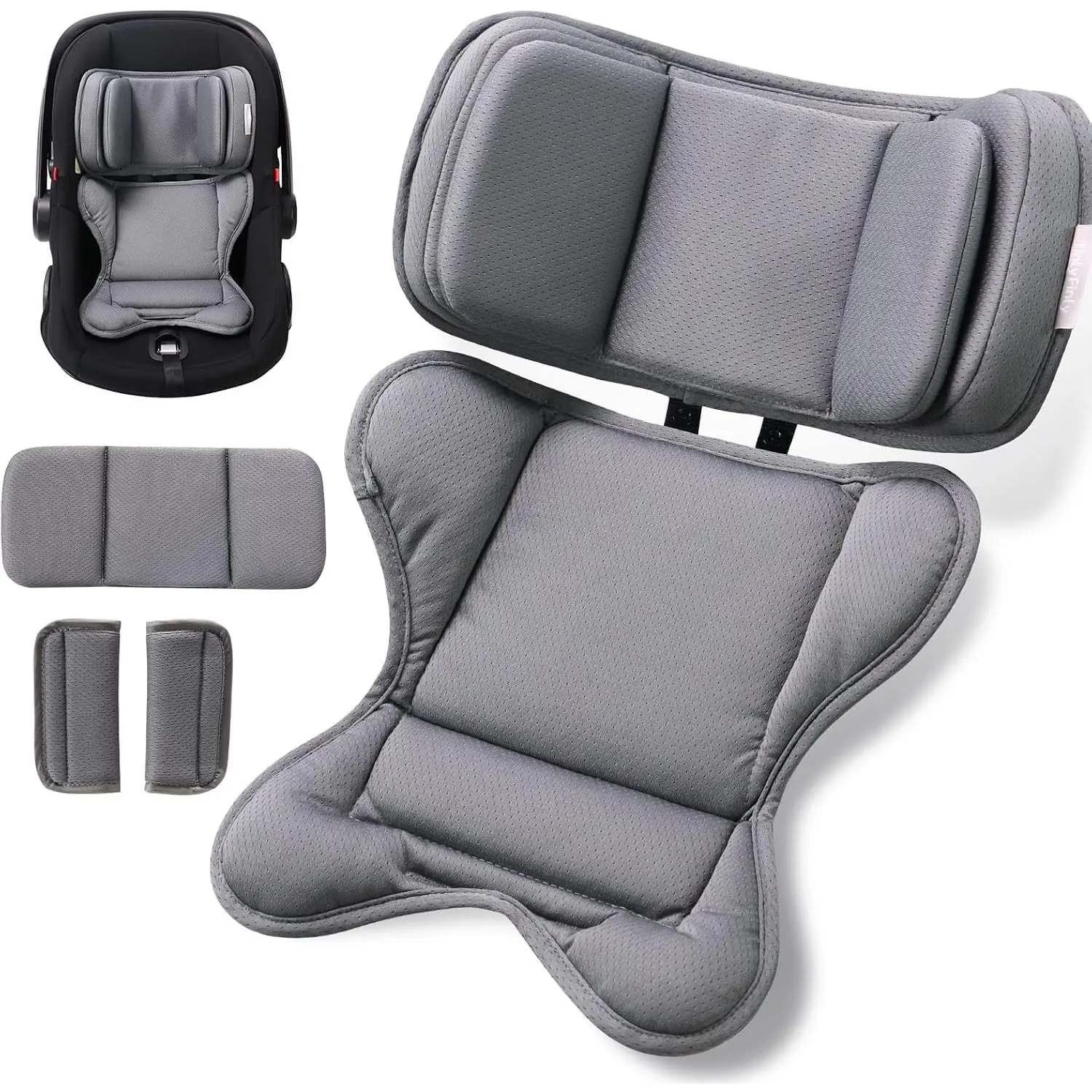 Infant Insert Compatible with Doona, Graco, Britax, Chicco, Evenflo Car Seat, Adjustable Baby Head Body Support Cushion for Newborn to Toddler, Fits Infant Car Seat and Stroller (Gray)Gift.